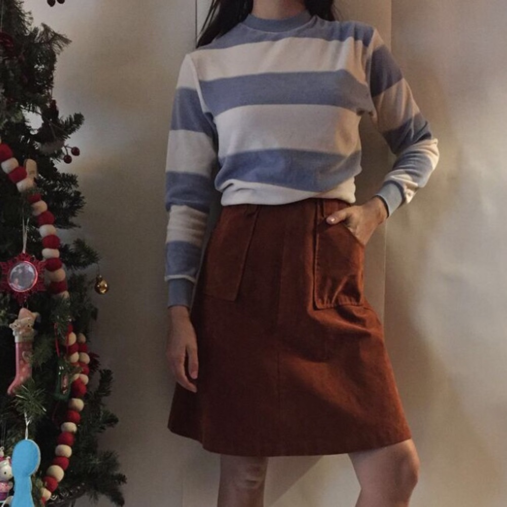 Vintage Velour Nautical Striped Pullover Sweater